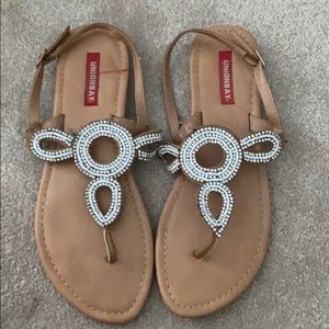 Tan sandals with beading